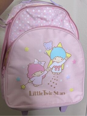 Sanrio Little Twin Stars Pink Kids Rolling Backpack